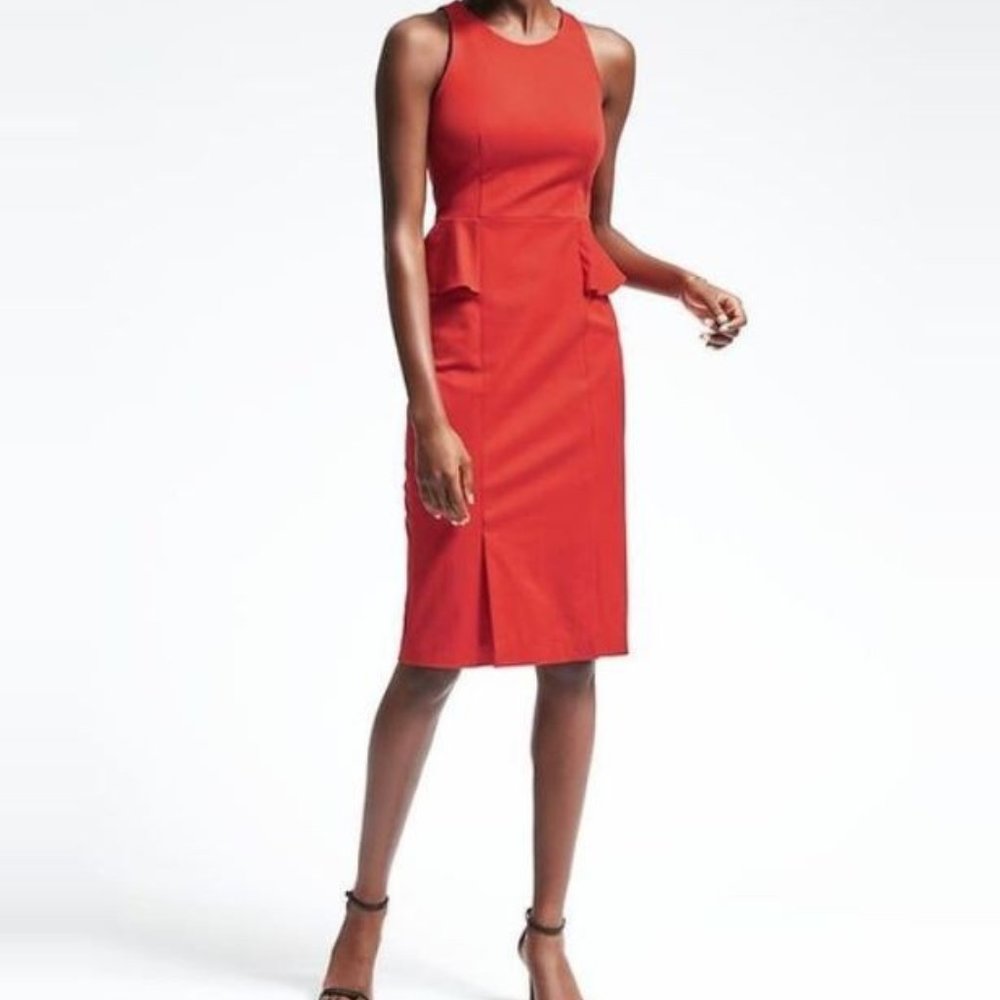 Banana Republic Red Side-Peplum Sheath Dress